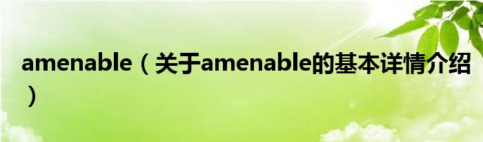 amenable（关于amenable的基本详情介绍）