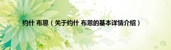 约什 布恩（关于约什 布恩的基本详情介绍）