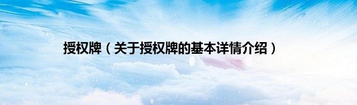 授权牌（关于授权牌的基本详情介绍）