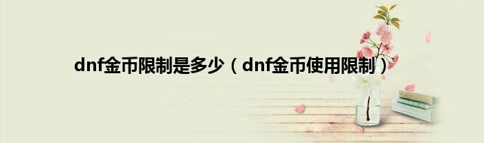 dnf金币限制是多少（dnf金币使用限制）