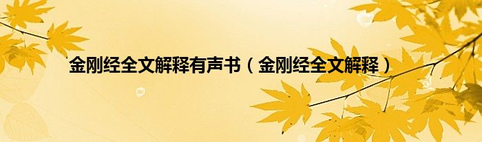 金刚经全文解释有声书（金刚经全文解释）
