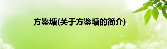 方鉴塘(关于方鉴塘的简介)