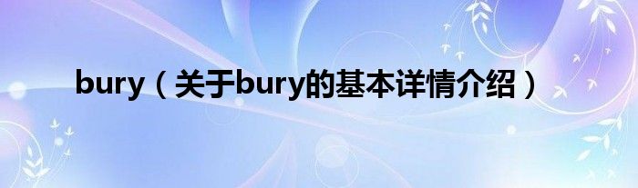 bury（关于bury的基本详情介绍）