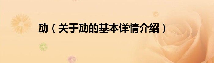 劢（关于劢的基本详情介绍）