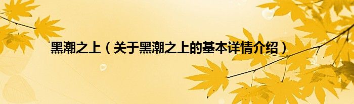 黑潮之上（关于黑潮之上的基本详情介绍）