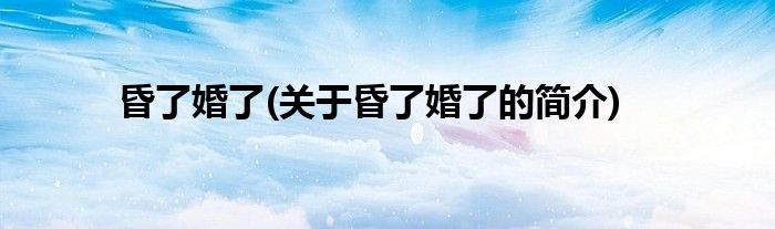 昏了婚了(关于昏了婚了的简介)