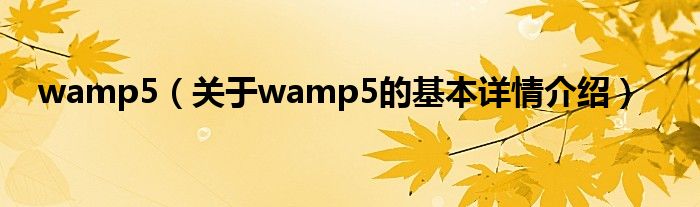 wamp5（关于wamp5的基本详情介绍）