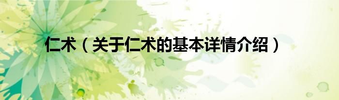仁术（关于仁术的基本详情介绍）