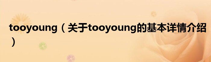 tooyoung（关于tooyoung的基本详情介绍）