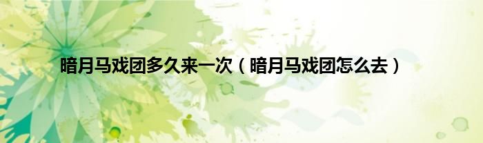 暗月马戏团多久来一次（暗月马戏团怎么去）
