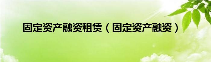 固定资产融资租赁（固定资产融资）