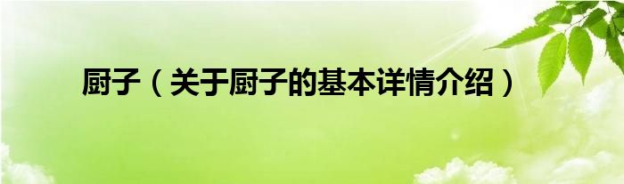 厨子（关于厨子的基本详情介绍）