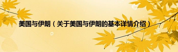 美国与伊朗（关于美国与伊朗的基本详情介绍）