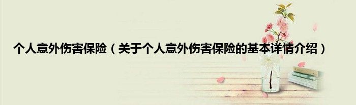 个人意外伤害保险（关于个人意外伤害保险的基本详情介绍）