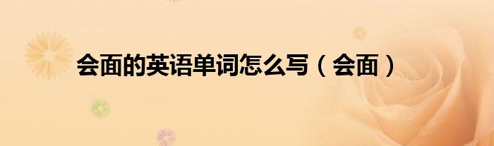 会面的英语单词怎么写（会面）